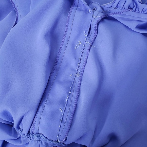 Vintage Jo Hanna York Polyester Ruffle Trimmed Dress 18 L Periwinkle Blue - Picture 15 of 15